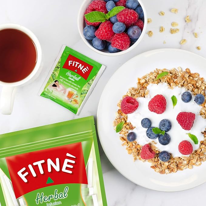 FITNE Green Tea Herbal Honey Lemon With Garcinia Senna Infusion Gentle Detox Cleanse High Antioxidant No Calories Stevia Sweetener 60 Tea Bags