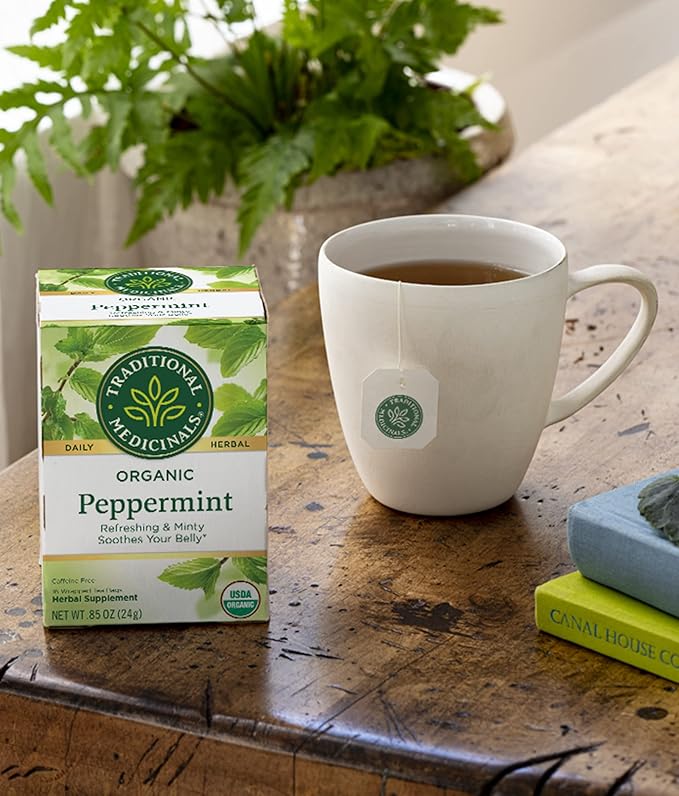 Traditional Medicinals Organic Peppermint Herbal Tea Alleviates Digestive Discomfort (Pack of 4) - 64 Tea Bags Total