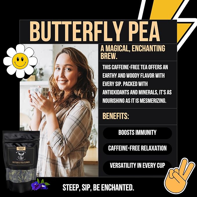 Revival Tea Company - Butterfly Pea Flower Herbal Tea Flavor - Caffeine Free | Loose Leaf 2 Ounces | 50 Servings