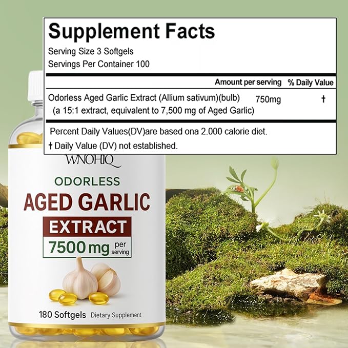 Aged Garlic Extract - 7500mg Odorless | Garlic Supplements 360 Softgels | Odorless Aged Garlic Capseles for Supports Immune Health | Organic Non-GMO Gluten-Free (2)