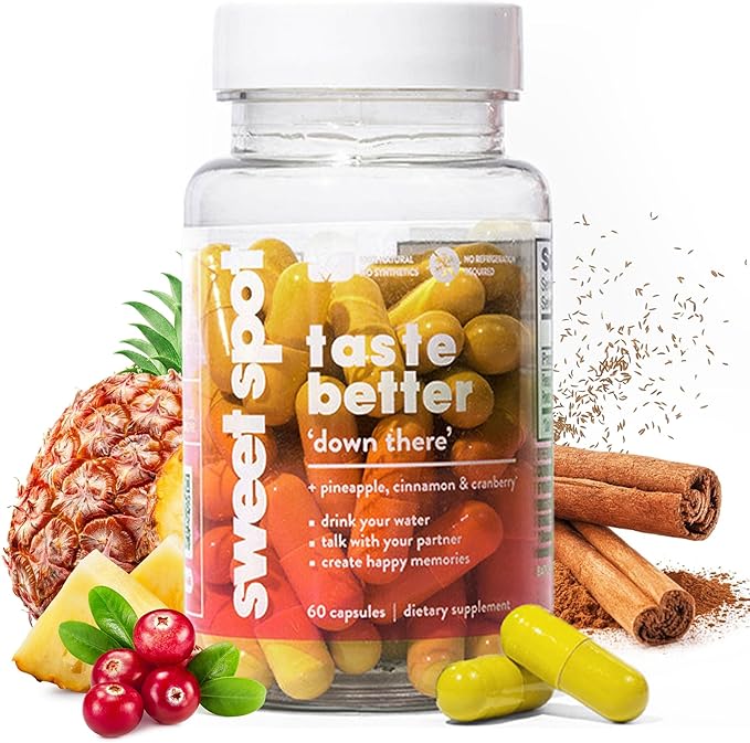 Sweet Spot – Pineapple &amp Cranberry Vaginal Health Supplement 60 Capsules – Freshens Taste Promotes Feminine Balance Women's pH Balance &amp Odor Control with Natural Cinnamon Extract – Made i
