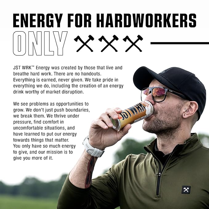JST WRK Energy Drink - 12-Pack Sugar-Free Zero Calories No Sugar Alcohols 12 Fl Oz. 200 milligrams Caffeine (Alpine Soda)
