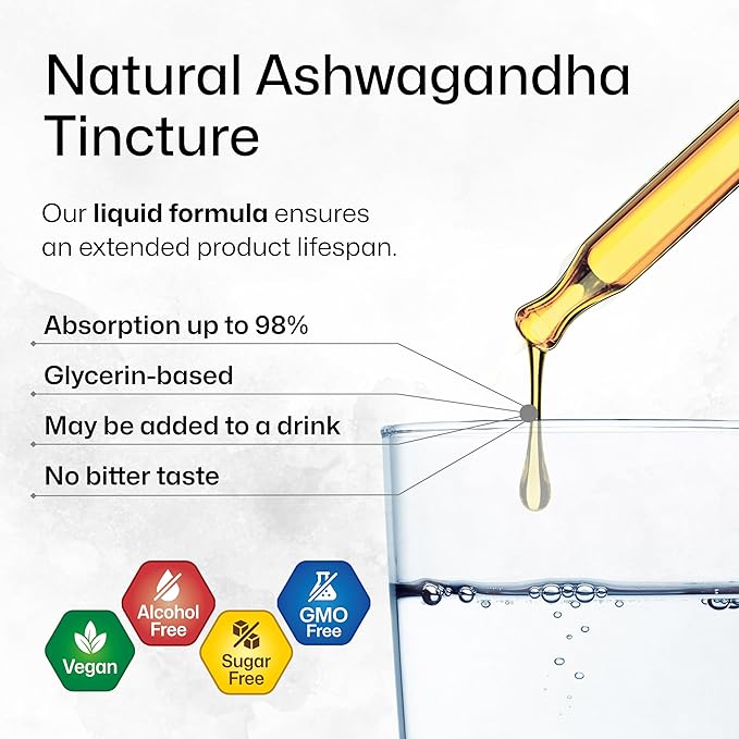 BIO KRAUTER® Ashwagandha Supplements - Liquid Drops Pure Vegan Ashwagandha for Women &amp Men 685 mg per Serving 4 Fl.Oz 56-Day Supply - Used for Mood Magic &amp Relaxation Support - Alcohol &amp S