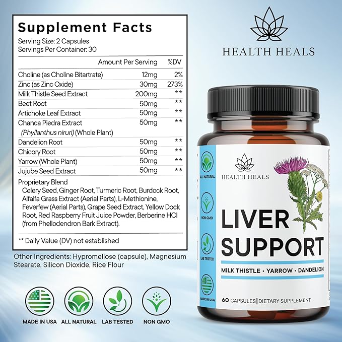 Liver Cleanse &amp Repair Formula - Herbal Liver Support Supplement with Milk Thistle Dandelion Root Turmeric Artichoke Extract for Liver Health - 120 Count