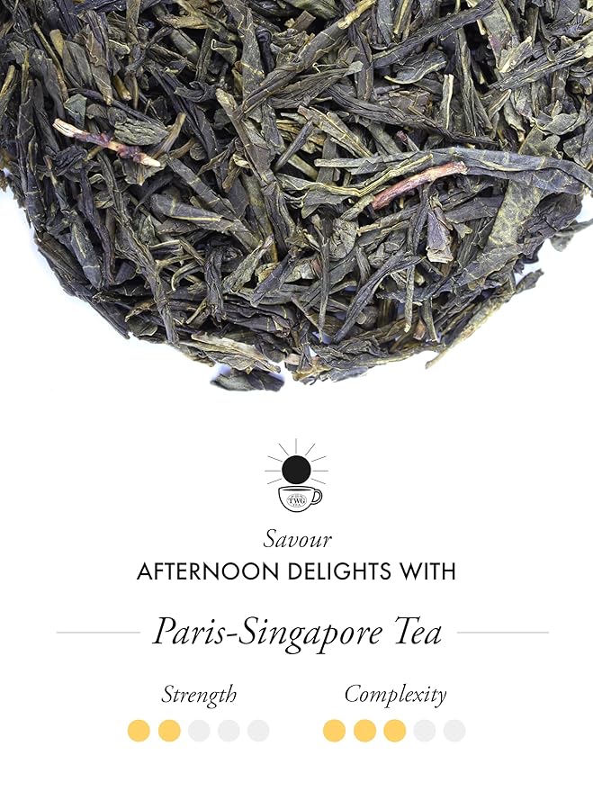 TWG Tea | Paris-Singapore Tea | Green Tea | Cherry Blossoms &amp Red Fruits | 15 Hand Sewn Cotton Teabags | Gift Set