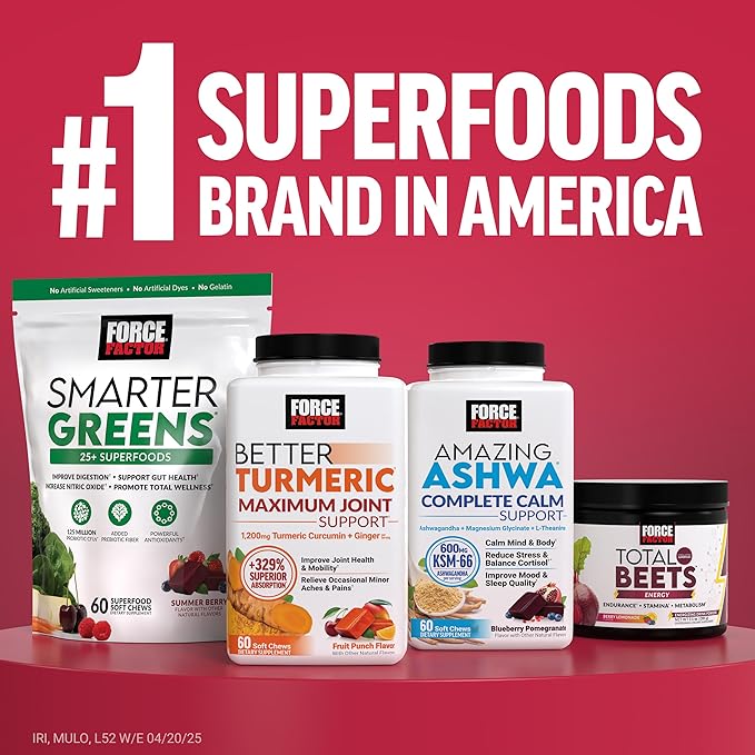 Total Beets Energy Drink Mix 2-Pack Superfood Beet Root Powder Nitrates to Boost Energy Support Circulation Blood Flow Nitric Oxide and Stamina Heart Health Supplement Force Factor 60 Servings