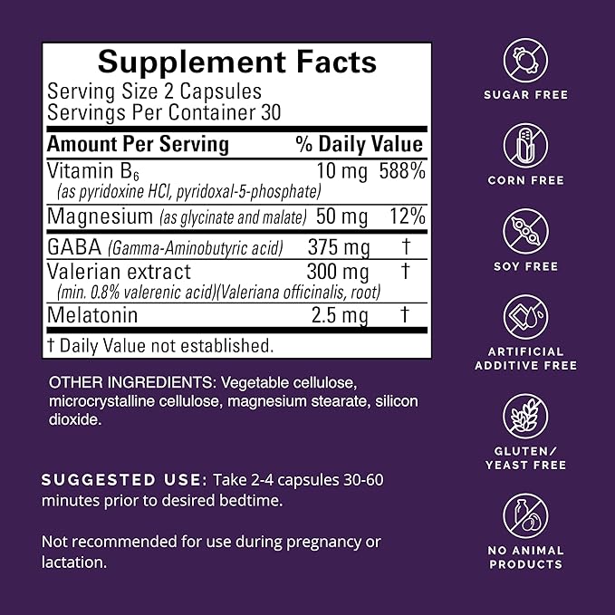 BRAINMD Dr Amen Restful Sleep - 60 Vegan Capsules Pack of 2 - With Melatonin Valerian Extract GABA &amp Magnesium - Non-Habit Forming - 60 Total Servings