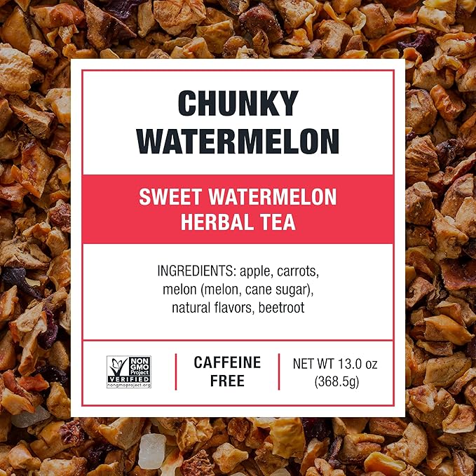 Tiesta Tea - Chunky Watermelon Cold Brew Loose Leaf Sweet Watermelon Herbal Tea Non-Caffeinated Cold Brew Packets Makes 64 oz Per Bag (Pack of 10)