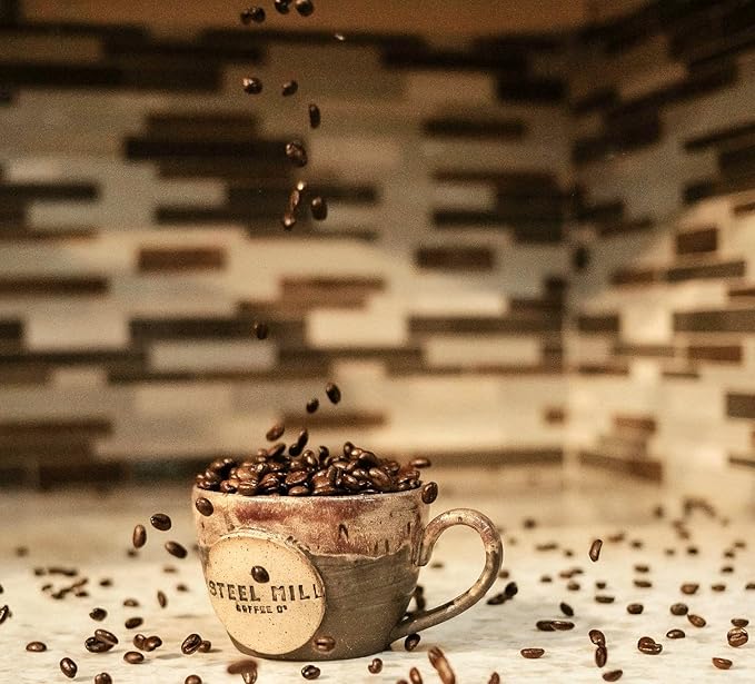 Steel Mill Coffee Co. Caramel Flavored Ground Coffee – 2 LB Bag | Medium Roast Colombian Arabica | Vegan Gluten-Free Sugar-Free Dairy-Free | Smooth Rich Caramel | Grown in Colombia