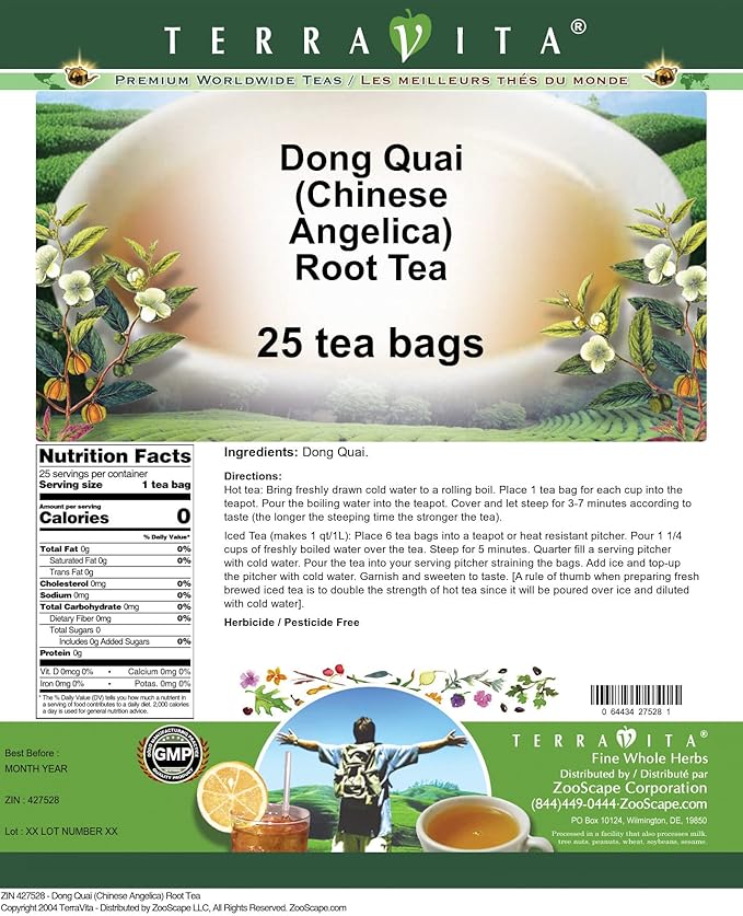 Dong Quai (Chinese Angelica) Root Tea (25 tea bags ZIN: 427528) - 2 Pack