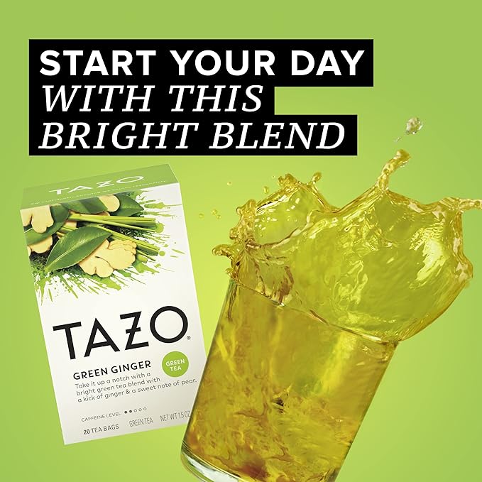 TAZO Tea Bags Green Tea Green Ginger 20 Count (Pack of 6)