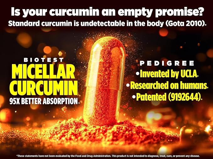 Biotest Micellar Curcumin - 95x Absorption UCLA Invented Patented - 60 Servings