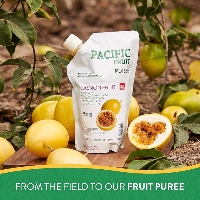 PACIFIC FRUIT - Passion fruit juice pulp - Real passion fruit puree for cocktails - Passionfruit puree -No Sugar Added - Pulpa de maracuyá - Fruits for smoothies