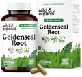 Wild &amp Organic Goldenseal Root Capsules 1000mg - Immune &amp Lung Support - 180 Goldenseal Powder Capsules - 90 Days Supply - Vegan No Fillers Non-GMO