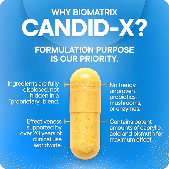 BioMatrix Candid-X Gut Cleanse with Berberine Oregano Sodium Caprylate Chamomile Ginger PAU D'arco Digestive Supplement for Men and Women | 90 Capsules