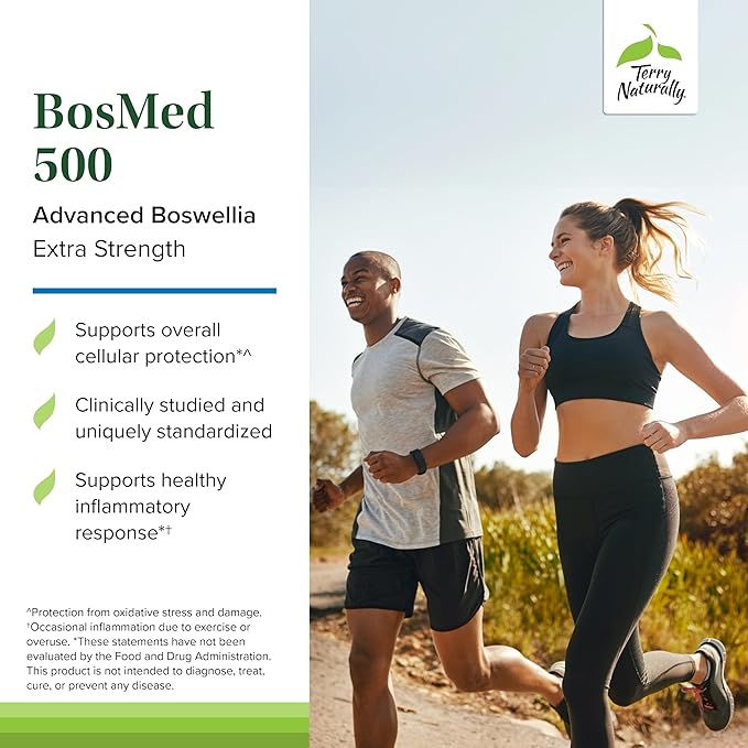 Terry Naturally BosMed 500-60 Softgels - Extra Strength 500 mg Boswellia Supplement - Non-GMO Gluten Free - 60 Servings