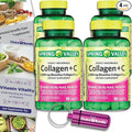 Spring Valley Highly Absorbable Collagen + Vitamin C Tablets Hair Skin Nail Health 2500 mg 90 Ct 4 pk (360 Total) + Vitamin Vitality &amp Pill Container (6 Items)!