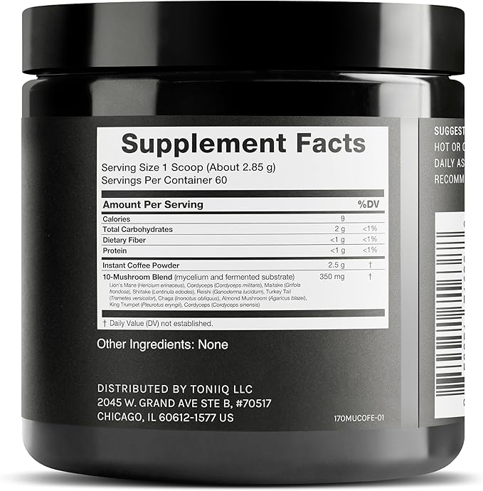 Mushroom Coffee – Functional Coffee with 10-Mushroom Full-Spectrum Blend – Real Arabica Instant Coffee – North American Grown Mushrooms – Third-Party Tested