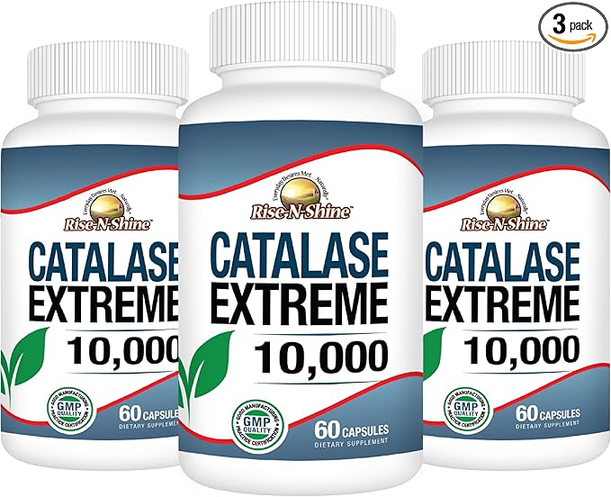 Rise-N-Shine Catalase Extreme Supplement 10000 - Supplement with Saw Palmetto Biotin Fo-Ti PABA - Hair Supplements for Strong Hair Support- 180 Capsules - Pack of 3 (90-Day Supply)