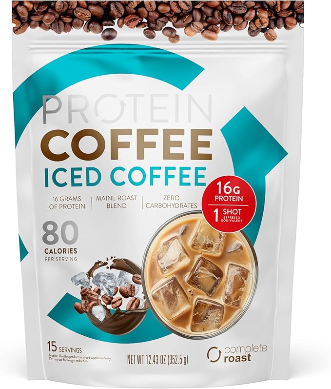 Complete Roast Iced Protein Coffee - 16g Protein 0 Carbs Non GMO Whey- 30 serv.