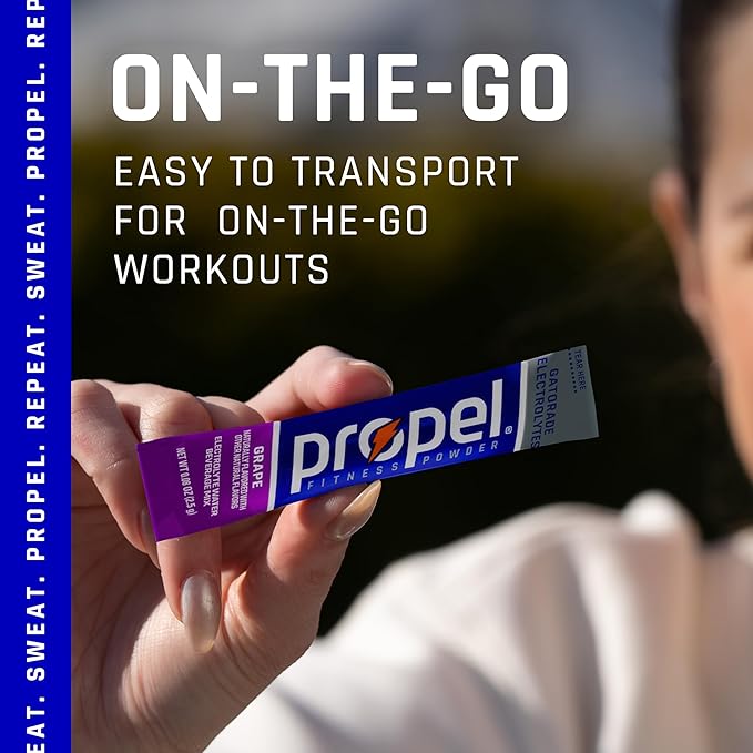 Propel Electrolyte Enhanced Water Drink Mix Powder Packets Grape Zero Calorie &amp 0 Sugar Hydration with Electrolytes and Vitamins C &amp E (120 Packets)