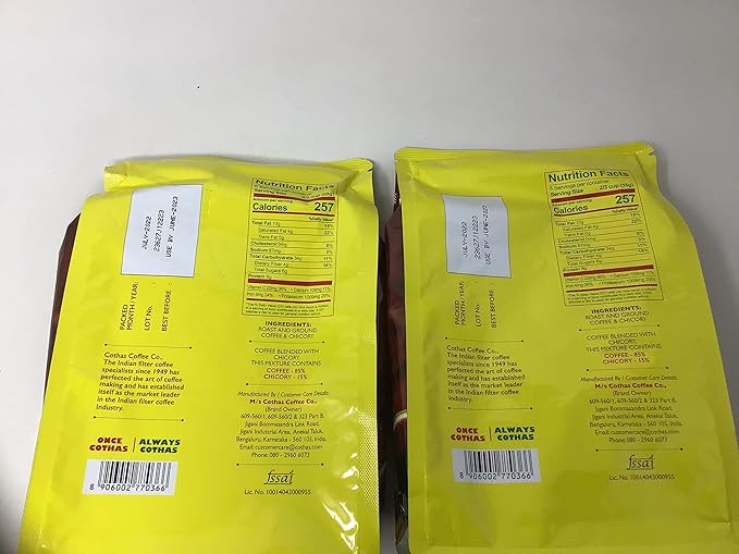 Cothas Traditional South Indian Speciality Blend Filter Coffee Powder - Pack Of 2 454g [ Coffee 85% &amp Chicory 15% ]