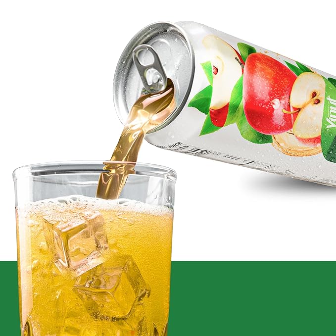 VINUT 100% Apple Juice No Added Sugar Not From Concentrate 16.9 fl oz (500 mL) Can Pack of 12