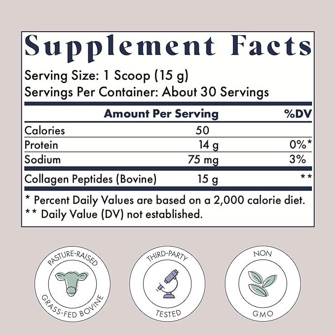 FullWell Unflavored Collagen Peptides Powder - Grass-Fed Bovine Collagen for Skin Health - Tissue Elasticity Support - Pregnancy &amp Breastfeeding-Safe - Reproductive Health Aid - 15.87 oz (30 Servi