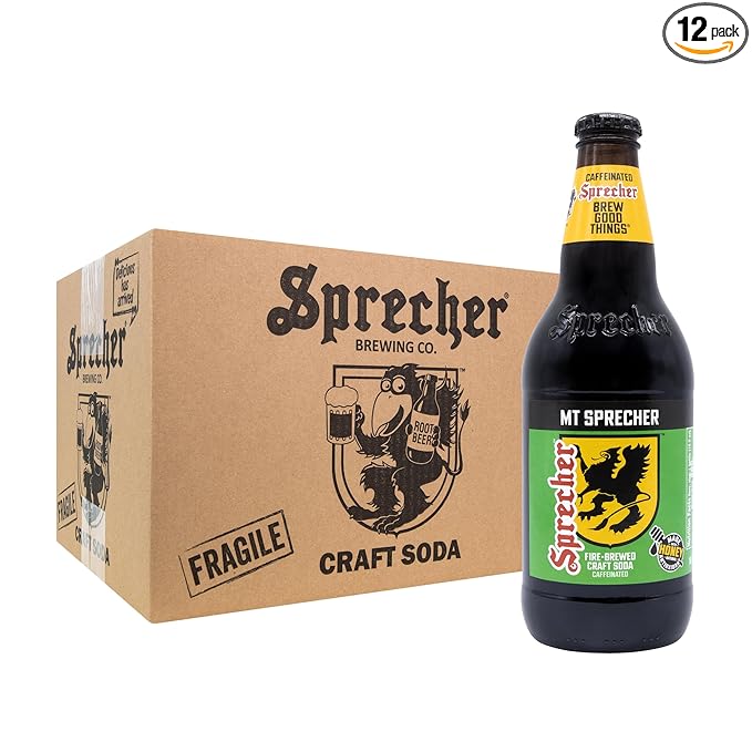 Mt Sprecher Citrus Soda in 16oz Glass Bottles (12 Pack) Caffeinated Fire-Brewed Craft Citrus Soda from Sprecher Brewing Company