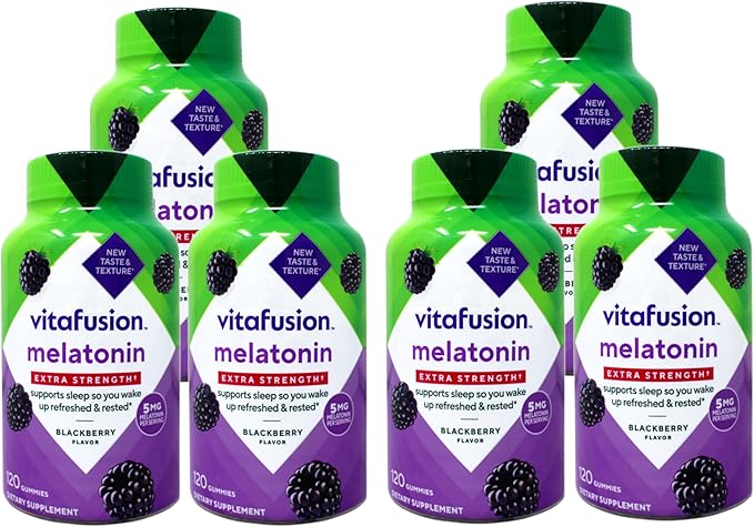 Vitafusion Extra Strength Melatonin Gummies BlackBerry 120 ea (Pack of 6)