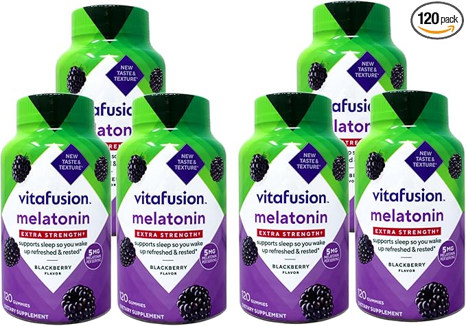 Vitafusion Extra Strength Melatonin Gummies BlackBerry 120 ea (Pack of 6)