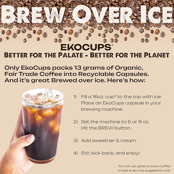 EKOCUPS Organic Swiss Water Decaf Medium Roast Coffee Pods 30% More Coffee Per Cup Fair Trade Decaffeinated Coffee for Keurig K Cup Machines Recyclable Pods 40 Count