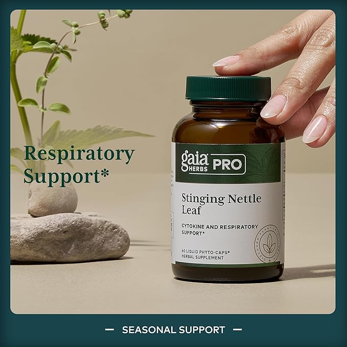 Gaia Herbs Stinging Nettle Leaf - Supplement with Stinging Nettle Leaf Extract Traditionally Used for Respiratory &amp Immune Support* - Vegan Gluten-Free Soy-Free - 60 Liquid Phyto-Caps (30 Servin