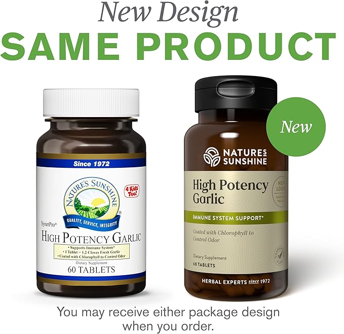Nature's Sunshine High Potency Garlic 60 Tablets | Supports the Immune System and Contains a Unique Coating to Help Control the Odor