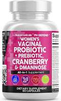 Clean Nutraceuticals Vaginal Probiotics for Women with Cranberry D-Mannose Prebiotics pH Balance Support Feminine Health Urinary Tract Cleanse – Capsule Alternative to Gummies – 60 Count