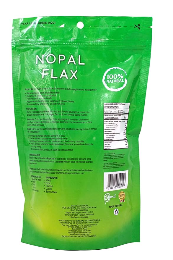 Nuestra NS Salud Nopal Flax Plus Milled Flaxseed Value Pack (6 Units/ 6LB) Colon Cleanse &amp Constipation