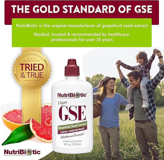 NutriBiotic – GSE 4 Oz Liquid | The Original Grapefruit Seed Extract Premium Concentrate with Bioflavonoids | Vegan Gluten Free Non-GMO