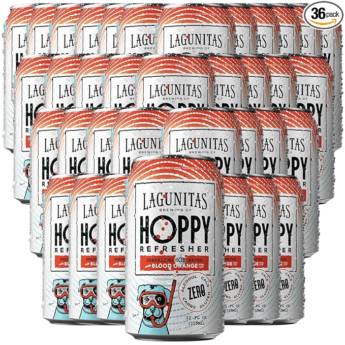 Lagunitas Hoppy Refresher Blood Orange 36 Pack Non-Alcoholic Hop Water Drink | Refreshing Alcoholic Brew Substitute | 12oz Cans 0.0% ABV