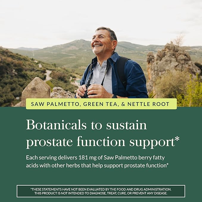 Gaia Herbs Prostate Health - Supports Prostate Health and Function for Men - with Saw Palmetto Green Tea Nettle Root and White Sage* - 60 Vegan Liquid Phyto-Caps (30 Servings)