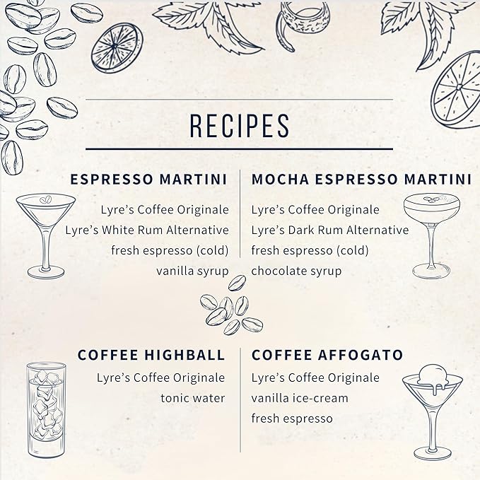 Lyre's Coffee Liqueur Alternative Award-Winning Coffee Originale Non Alcoholic Spirit Zero Proof Spirit for Espresso Martinis &amp Mocktails Alcohol Free Liqueur (23.7 Fl Oz)