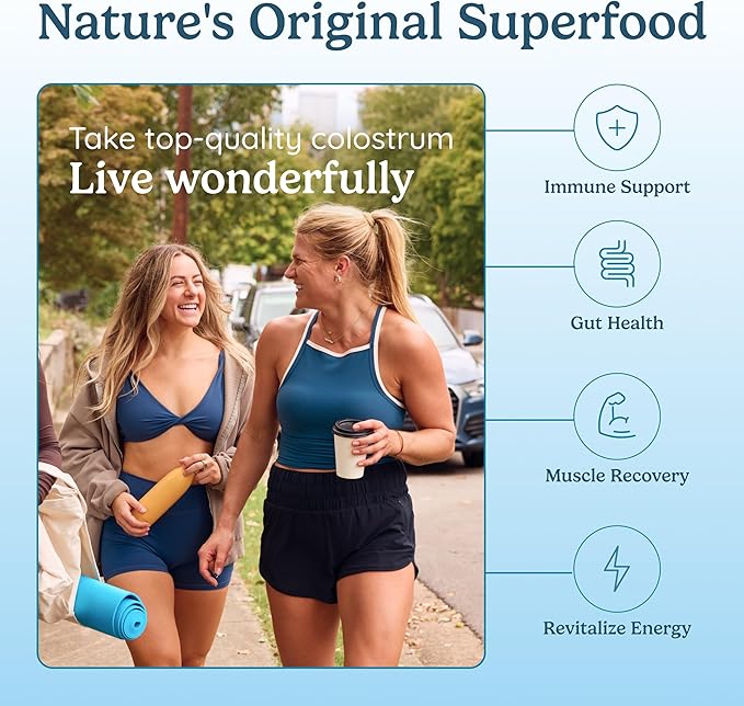 WONDERCOW Colostrum Capsules Supplement for Gut Health Immune Support &amp Wellness | Natural IgG Pure Whole Bovine Colostrum Superfood Unflavored 30 Servings