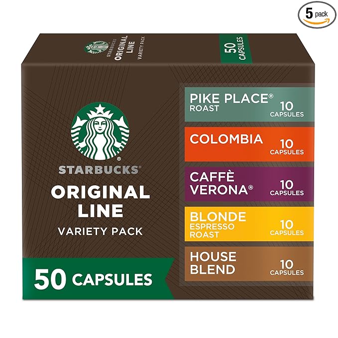 Starbucks by Nespresso Original Line Variety Pack Coffee 50-count Espresso Pods