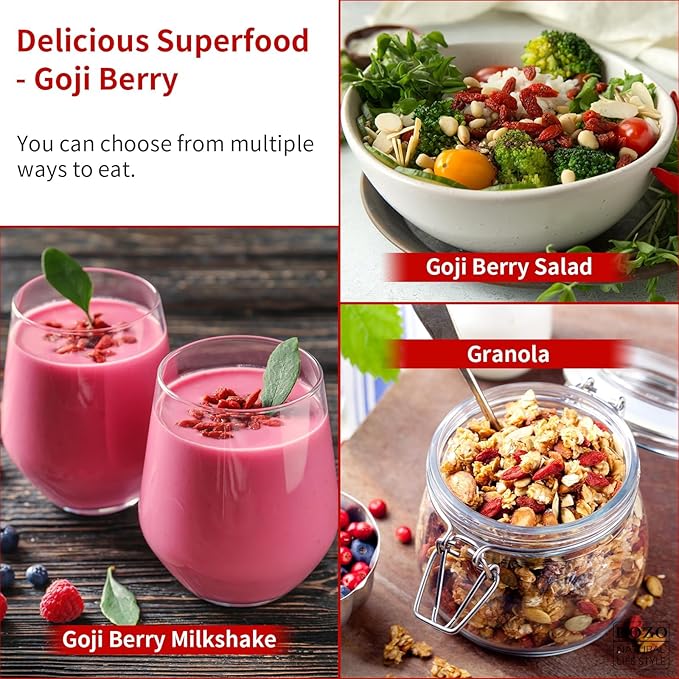 DOZO Goji Berries Premium Wolfberry |Sun-Dried Goji Berry Extra Large Great Food for Snack＆Smoothies Non-GMO No Additives 14.1oz/400g 枸杞子 红枸杞