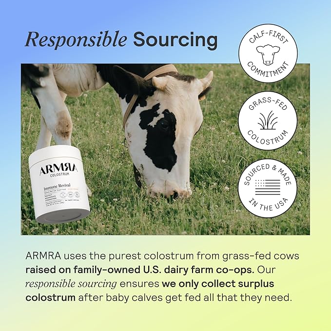 ARMRA Colostrum Powder | Blood Orange | Gut Health &amp Bloating | Skin &amp Hair | Immunity | Keto Gluten &amp Fat-Free | 90 Servings