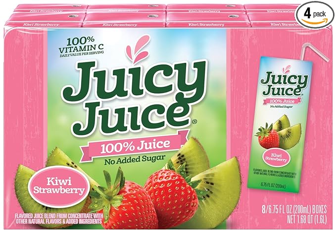 Juicy Juice Slim 8 Pack Kiwi Strawberry 6.75 Ounce Boxes (Pack of 4)