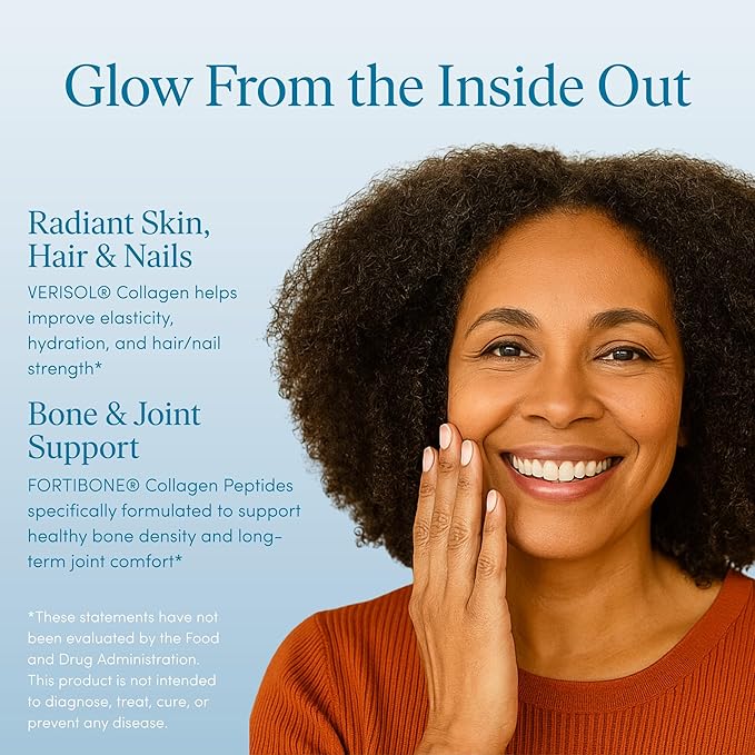 The 'Pause Life Skin &amp Bone Verisol &amp Fortibone Collagen Peptides Powder Formula with Hyaluronic Acid and Vitamin C Gluten Free Supplement Skin Nails &amp Hair Support Unflavored Easy