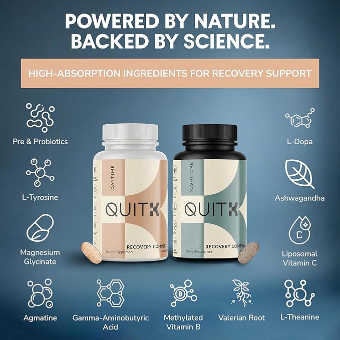 Withdrawal and Detox Support 60 Day Recovery Complex – Sleep Energy Stress Mood &amp Craving Support – Daily Supplement - Magnesium Glycinate Ashwagandha GABA L-Theanine Agmatine &amp More
