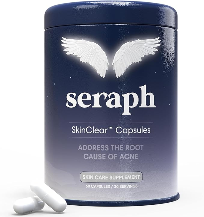 Seraph Acne Supplement - Hormonal Acne Pills Treatment - Pimple Supplements for Women - Skin Clear Capsules for Teen Men &amp Adults - Made in USA - 60 Tablets