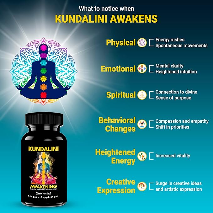 KUNDALINI AWAKENING Herbal Supplement – Ayurvedic Herbal Blend with Ashwagandha Bacopa Tulsi and Haritaki – Supports Spiritual Growth Chakra activation Meditation &amp Higher Consciousness.