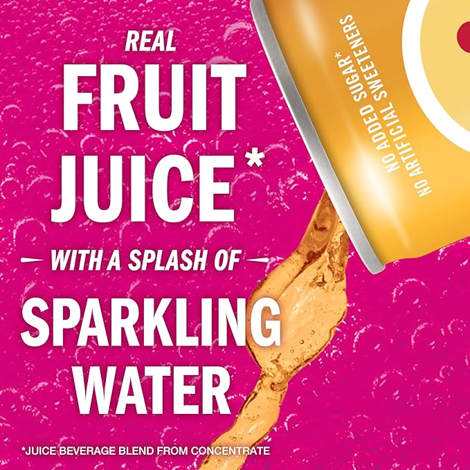 IZZE Sparkling Juice Beverage Blend Peach No Sugar Added 8.4 FL OZ 24 Cans
